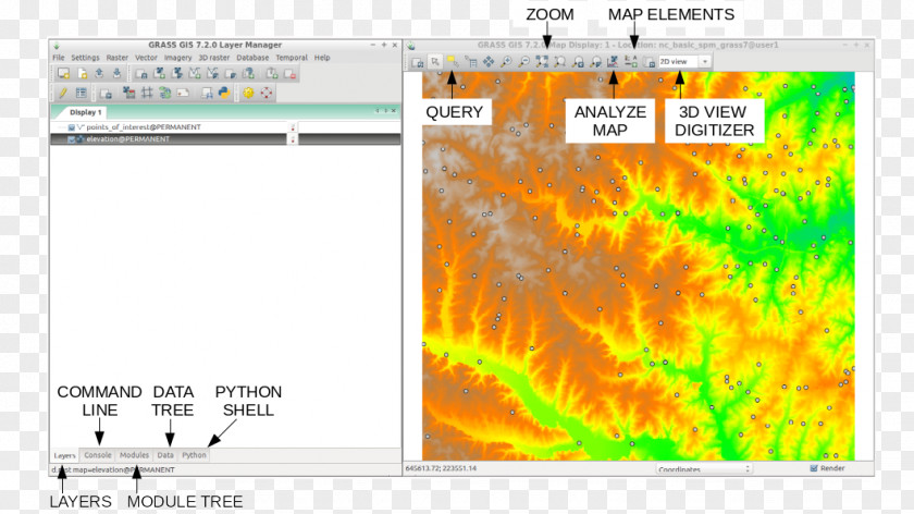 Map GRASS GIS Geographic Information System QGIS Web Service Raster Graphics PNG