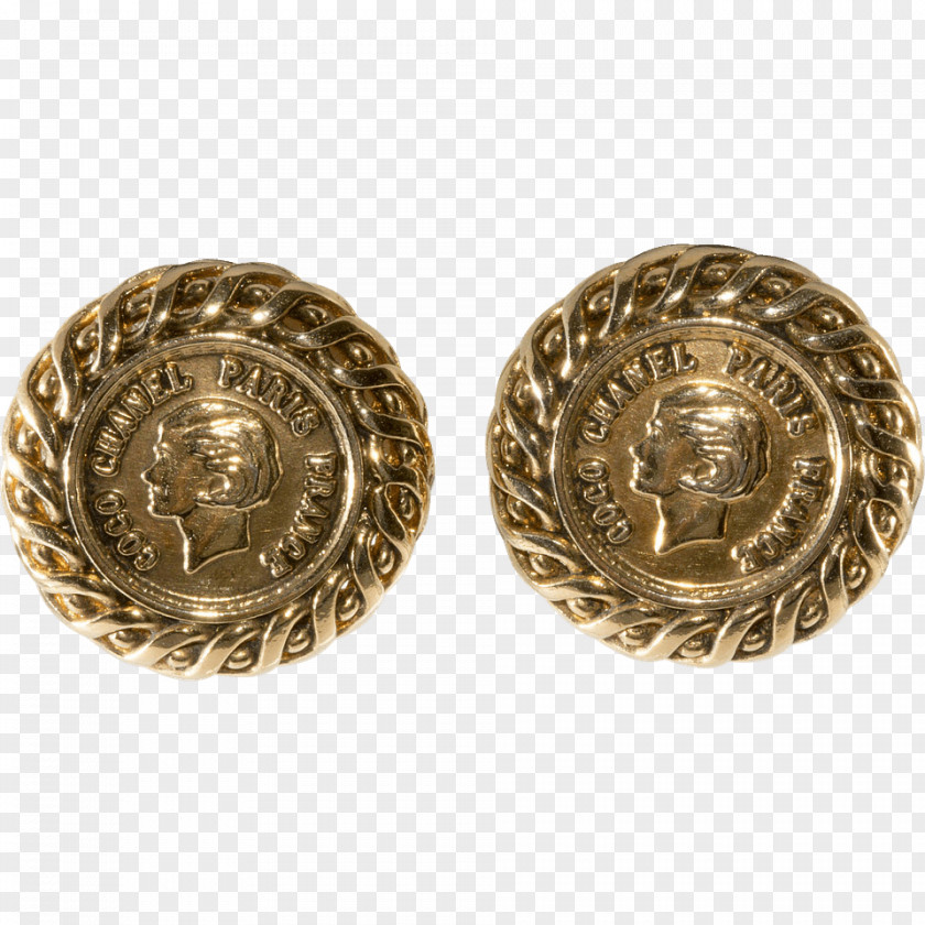 Creative Retro Button Earring Chanel Jewellery Gold PNG