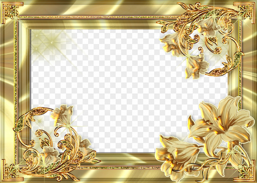 Gold Flower Frame Photos Picture PNG