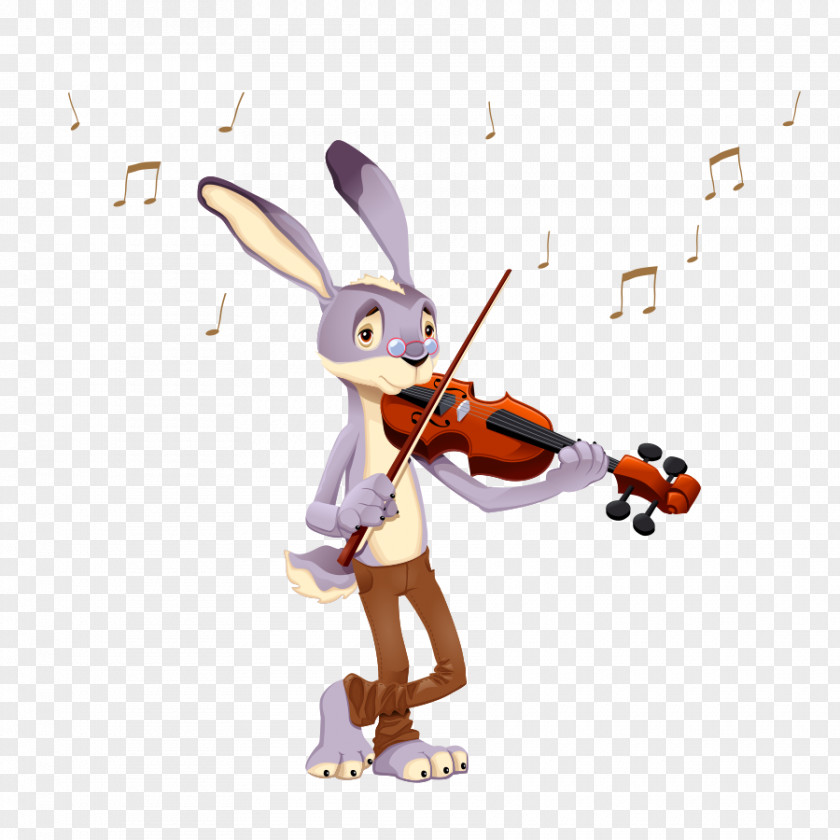 Violin Rabbit Musician Musical Instrument Illustration PNG