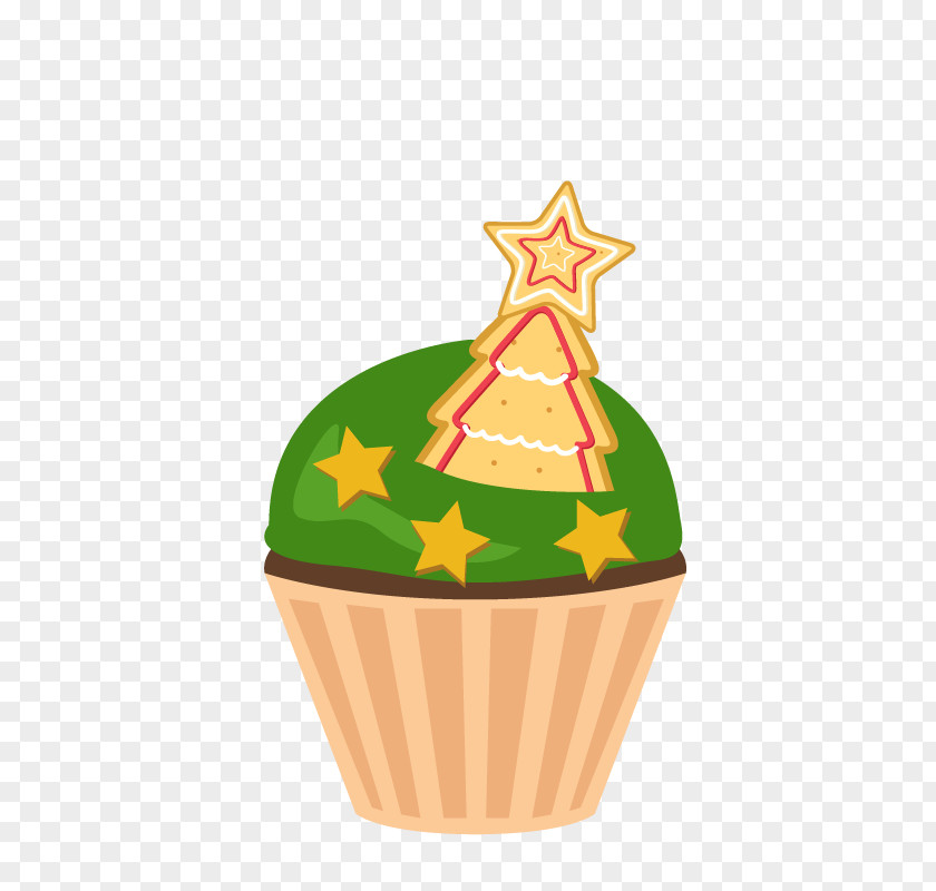 Green Christmas Tree Cake Cupcake Birthday Cartoon PNG