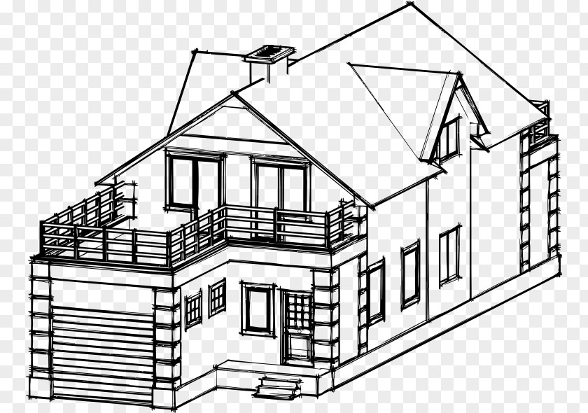 Home Line Art Architecture Drawing House PNG