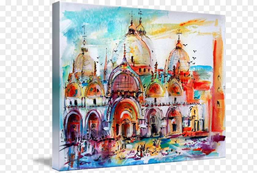 Painting Watercolor Venice Gallery Wrap Canvas PNG