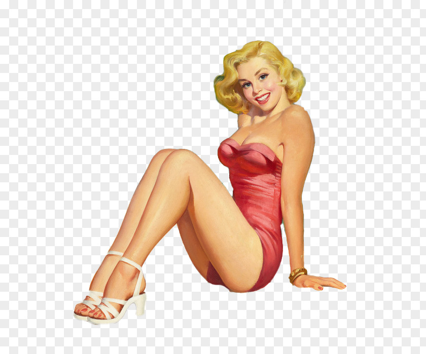 Pin-up Girl Retro Style PNG girl style, girl, Marilyn Monroe wearing red tube dress painting clipart PNG