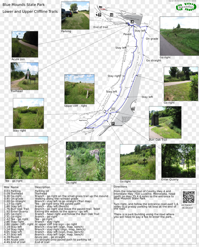 Wooded Blue Mound State Park Mounds Mueller Trail Map PNG
