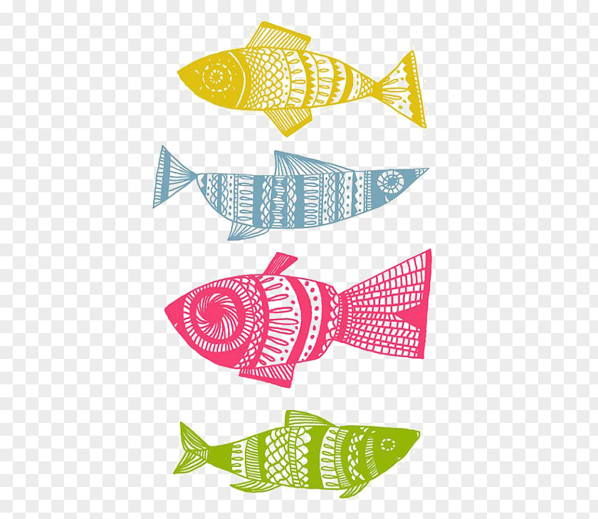 Fish Pattern Drawing Illustrator Printmaking Art Illustration PNG