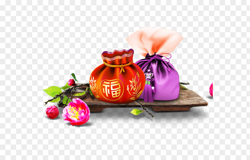 Fukubukuro Peach Bag Chinese New Year PNG