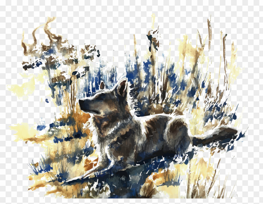 Vector Watercolor Dog Painting Illustration PNG