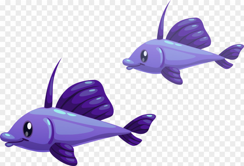 Purple Cartoon Fish Illustration PNG
