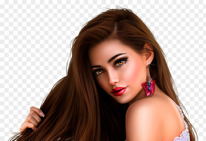 Long-haired Hair Coloring Eyebrow Beauty Human Color Woman PNG