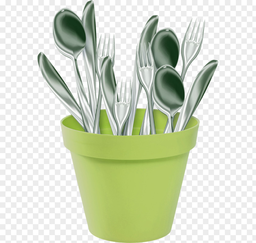 Fork Spoon Green PNG