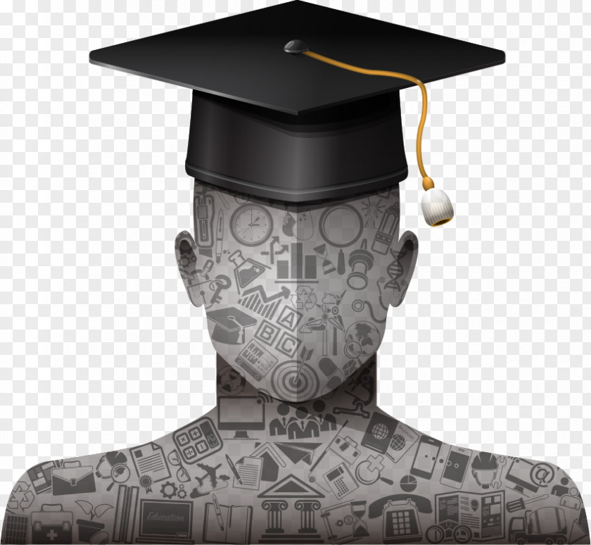 Vector Black Bachelor Cap Bachelors Degree Academic Education Illustration PNG