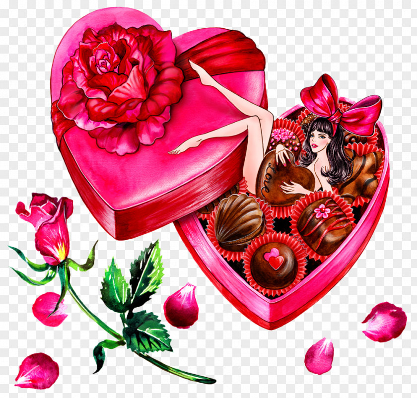 Hand Drawn Heart-shaped Chocolate Gifts Valentines Day Fashion Illustration Drawing PNG
