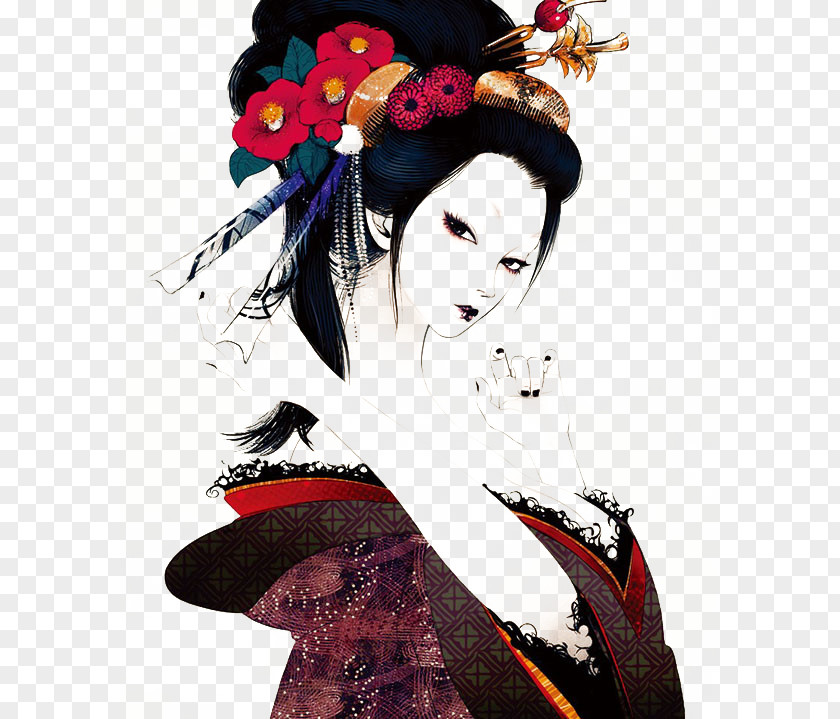 Japanese Character Illustration Geisha Art Drawing PNG