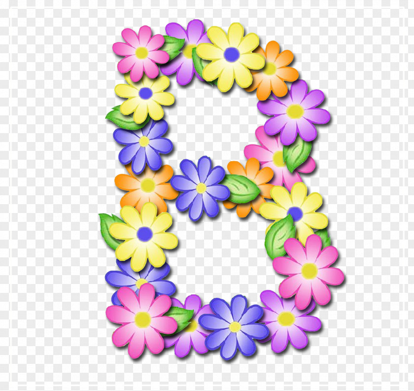 Pastel Flower Letter Alphabet Floral Design PNG