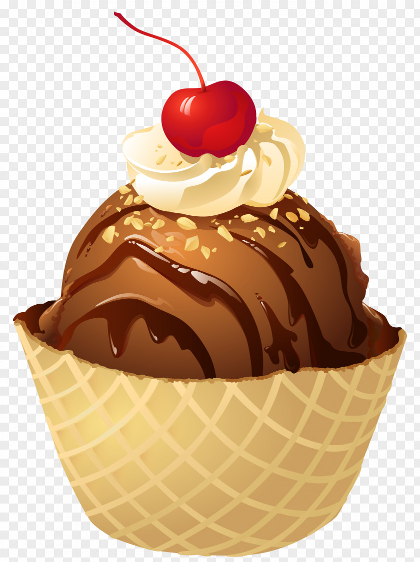 Ice Cream Chocolate Sundae Waffle Cupcake PNG