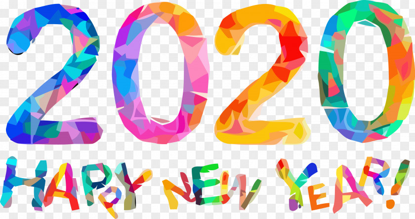Colorful Letters Happy New Year, 2020 PNG