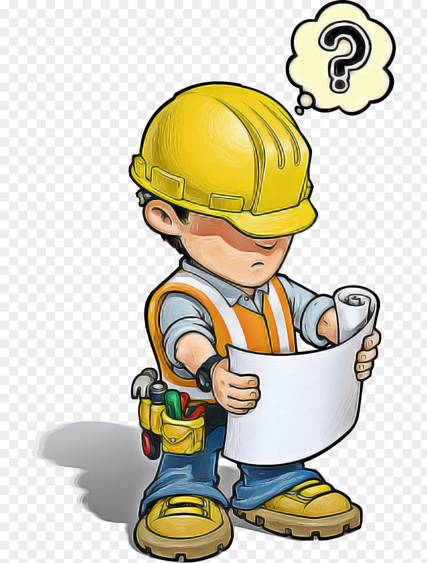 Construction Worker Cartoon Yellow Hard Hat Headgear PNG