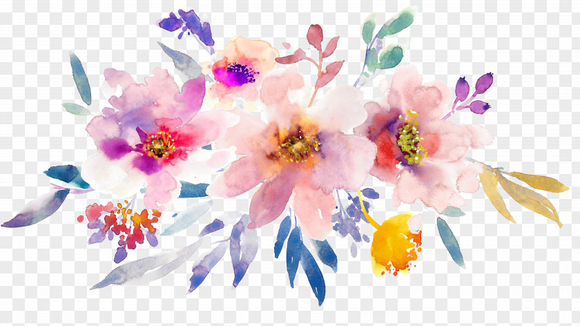 Hand-painted Watercolor Spring Flowers Watercolor: Paper Painting PNG