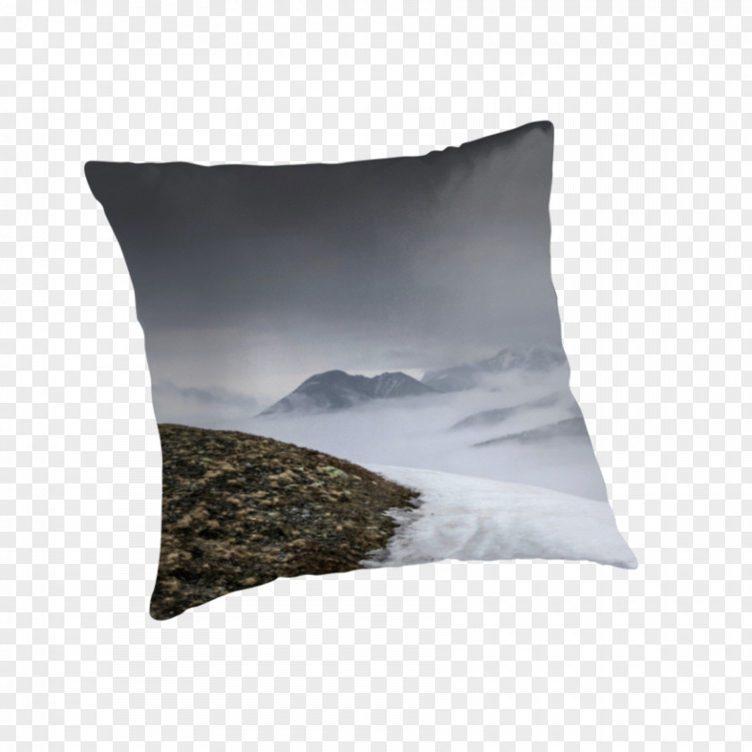 Mountain Fog Throw Pillows Cushion Snowy Mountains Landscape PNG