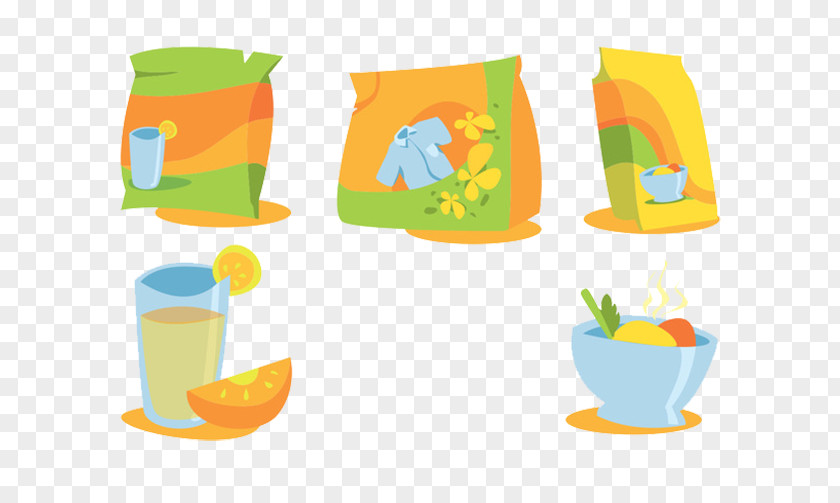 Expanded Food Snack Fruit Juice Packaging And Labeling Illustration PNG