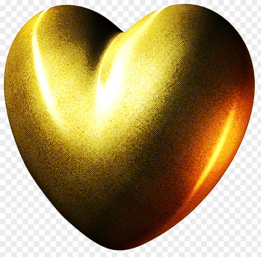 Symbol Metal Heart Yellow Gold PNG