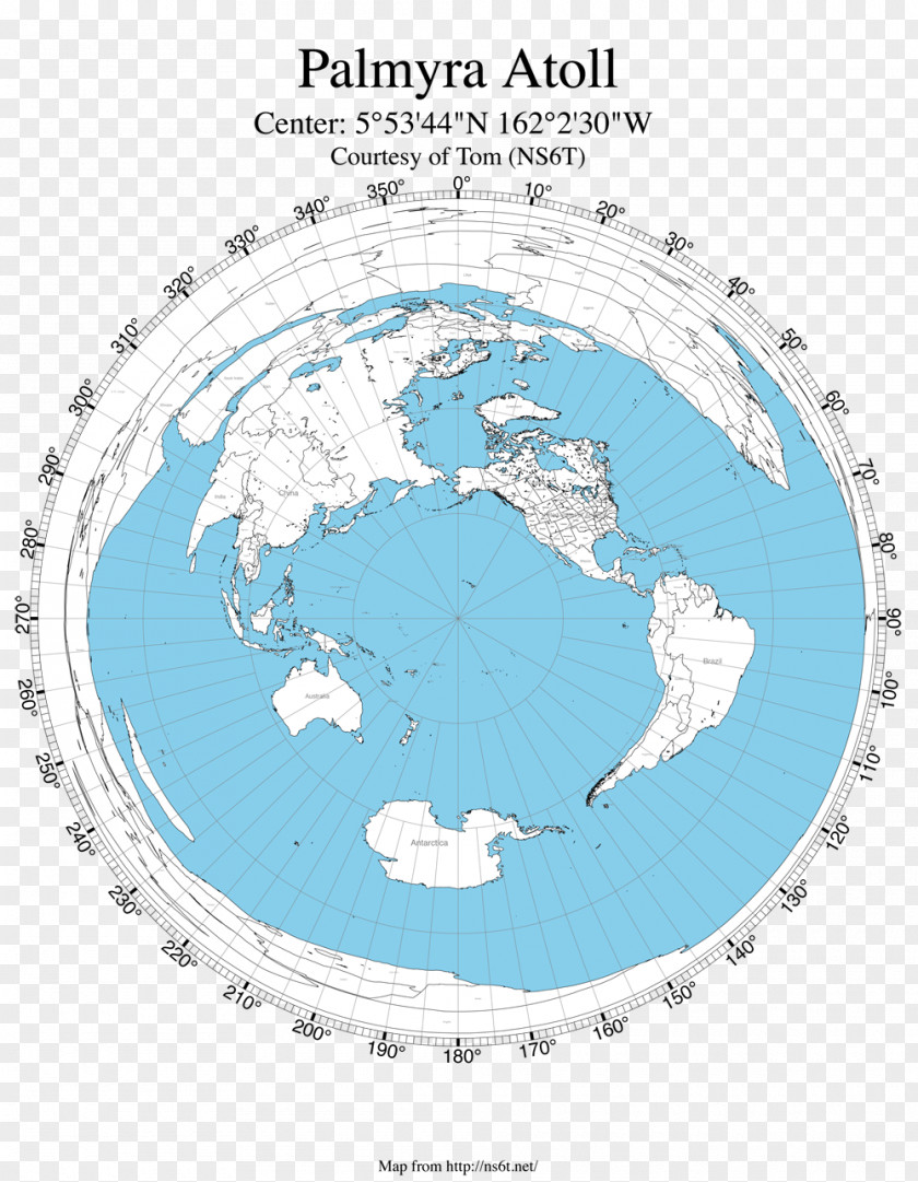 Map Projection Azimuthal Equidistant World PNG