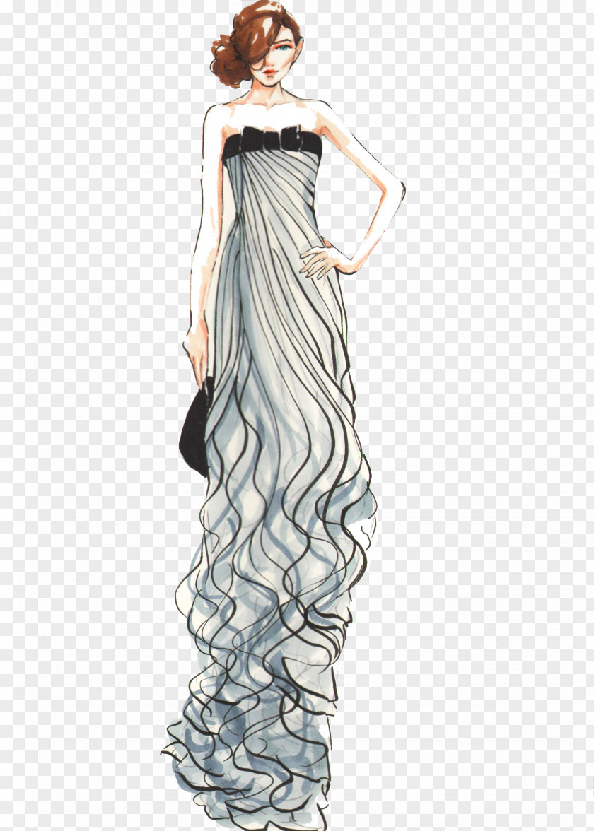 Beautiful Dress Gown Fashion Illustration PNG