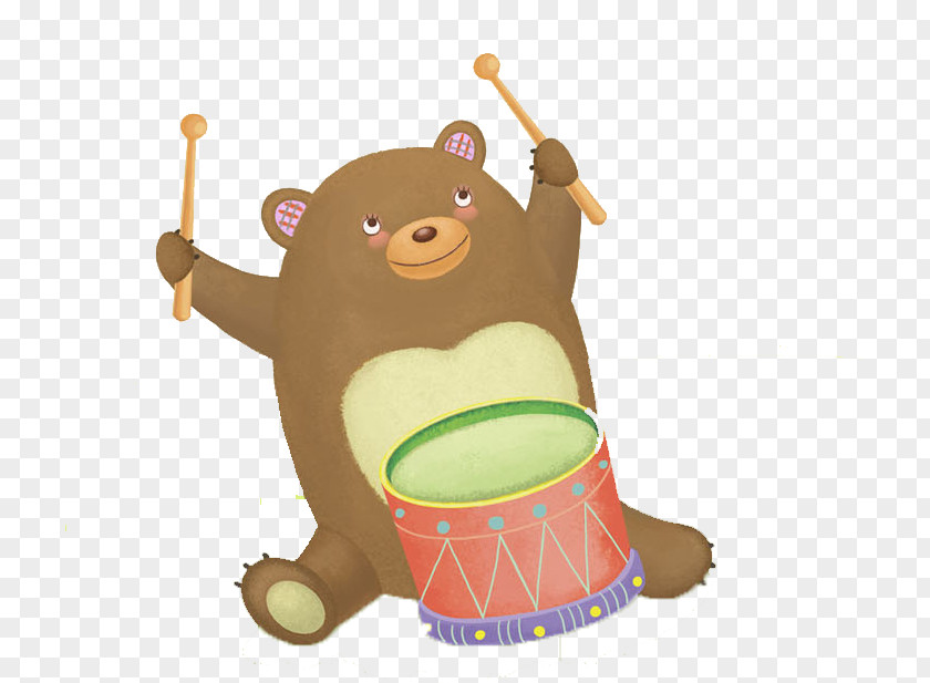 Drums Bear Cartoon Drum Musical Instrument Illustration PNG