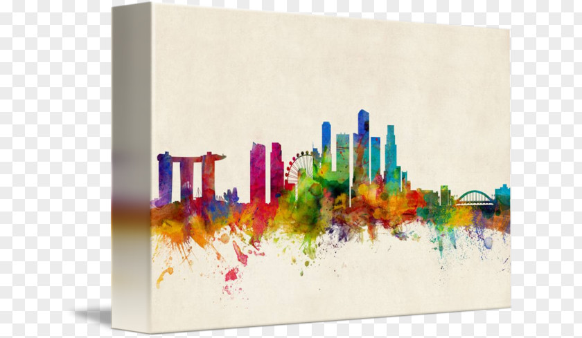 Singapore Skyline Canvas Print Art Gallery Wrap PNG