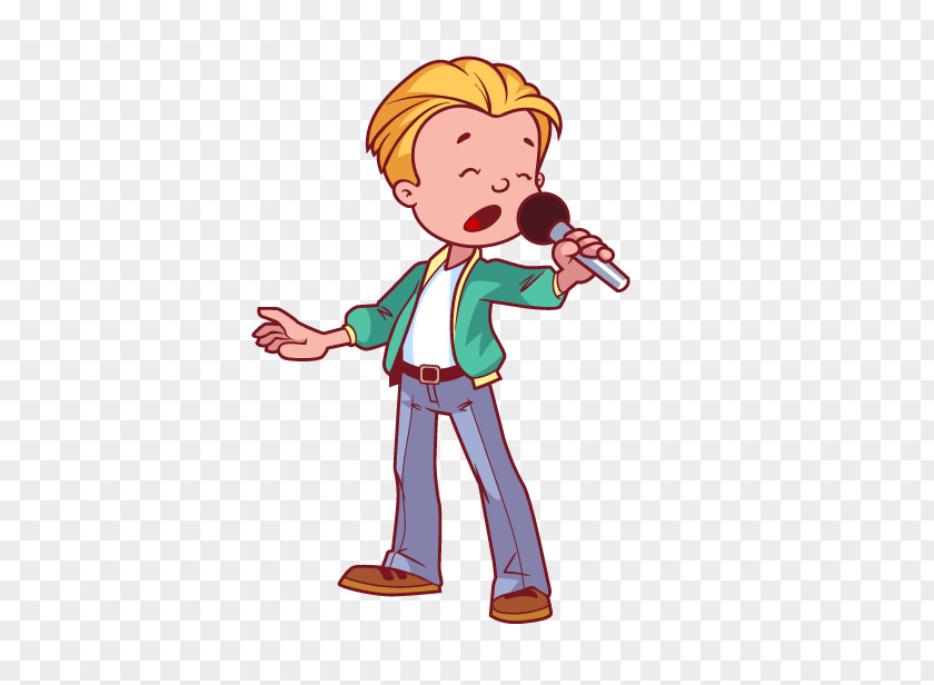 Singing Boy Microphone Cartoon PNG