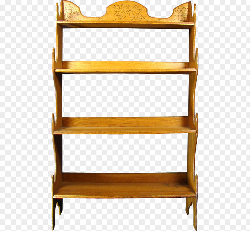 Victorian Pattern Shelf Oak Table Bookcase Era PNG