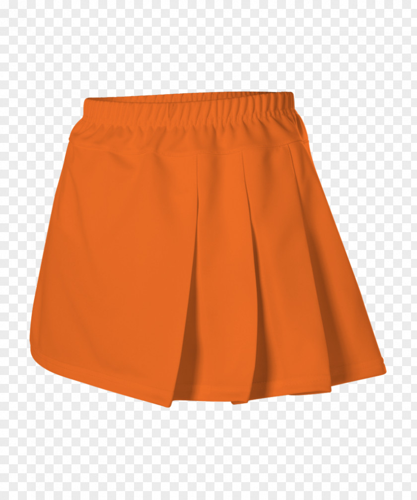 Orange Skirt Woman Pleat Sport Shorts PNG
