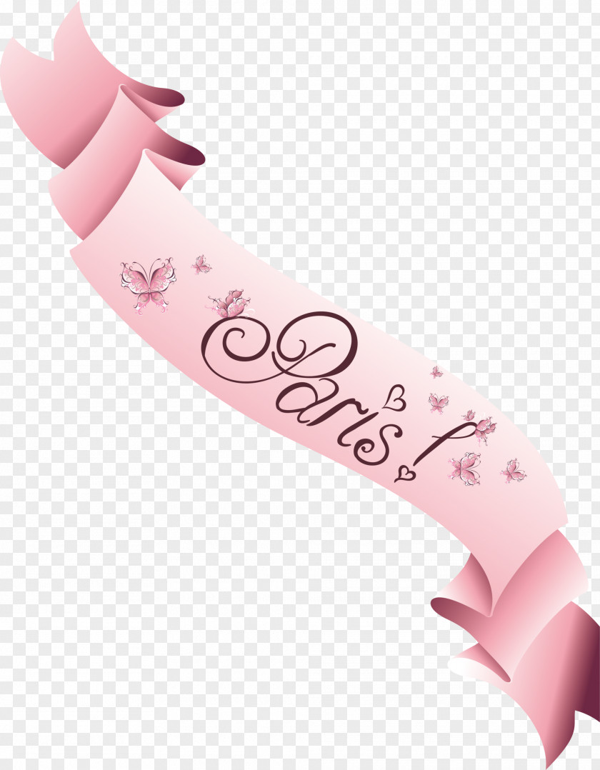Pink Ribbon Letters Paper Icon PNG