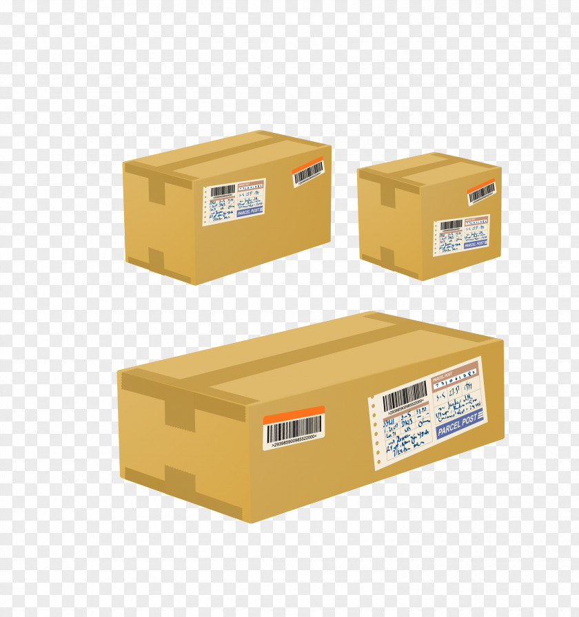 Vector Yellow Express Parcel Box Cardboard Label PNG