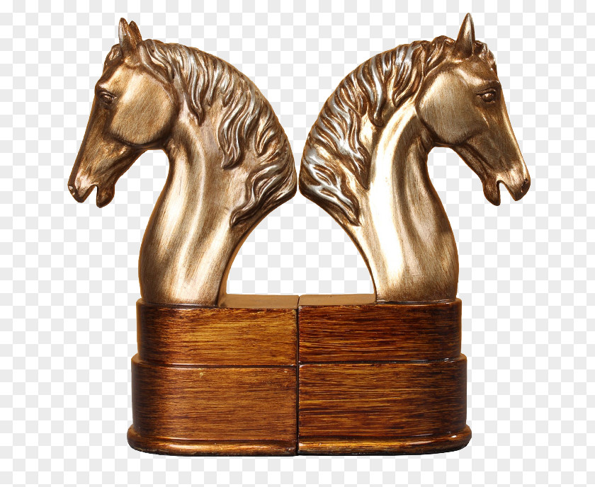 A Pair Of Horse Head Bookshelves Bookcase Bookend Desk PNG