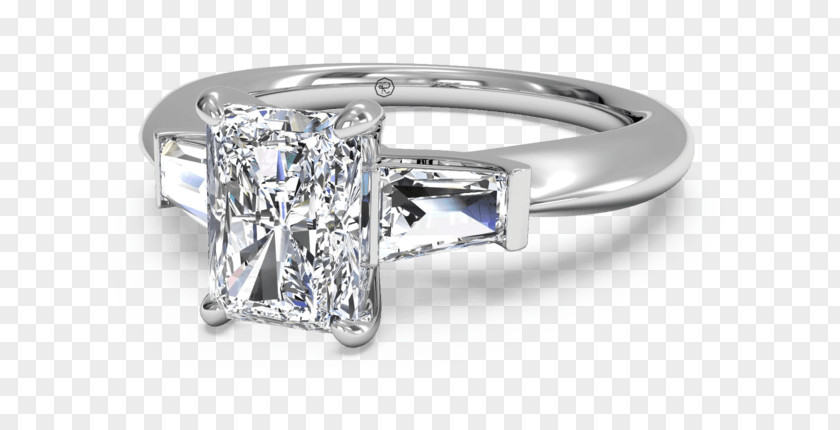 Bagett Diamond Cut Engagement Ring Princess PNG