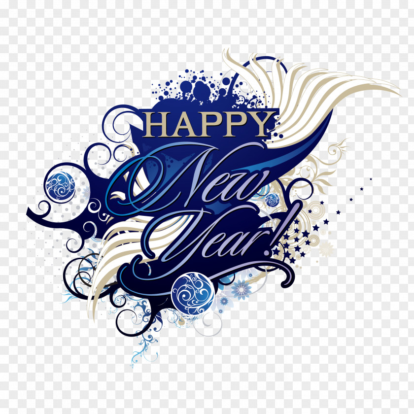 Happy New Year WordArt Vector Years Day Eve Clip Art PNG
