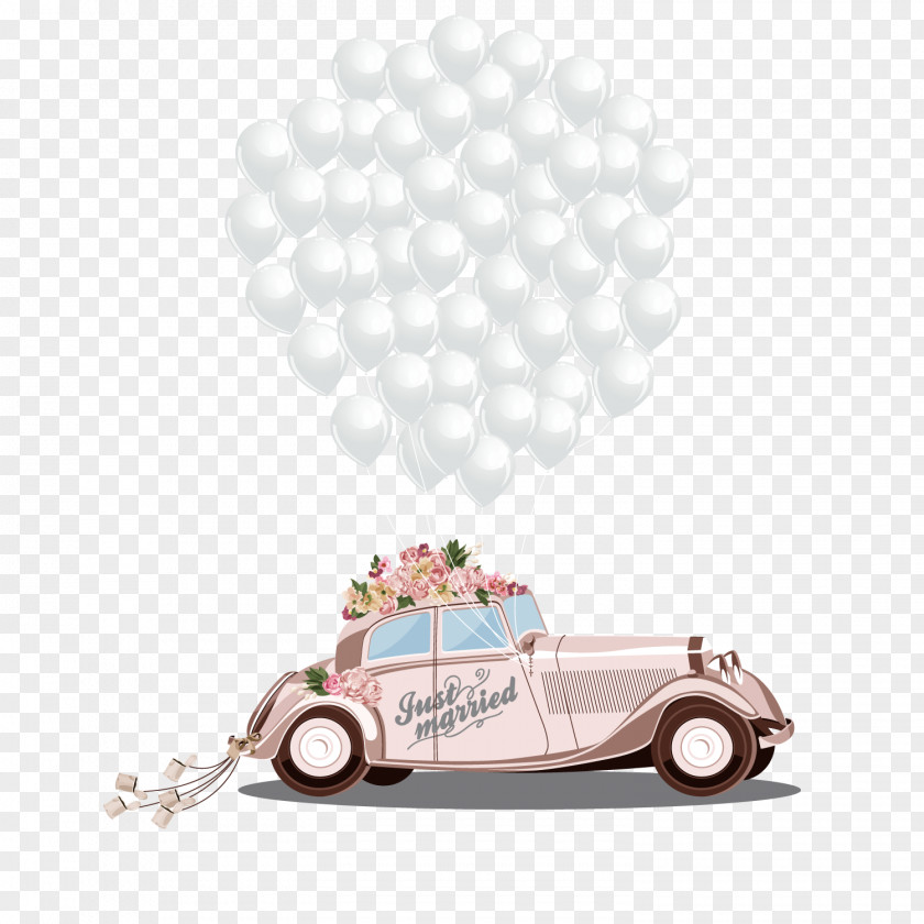 Romantic Wedding Car Invitation Marriage Bridegroom Cartoon PNG