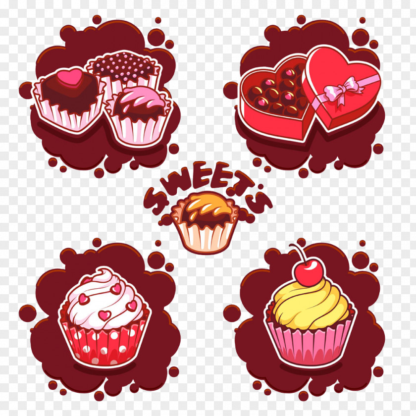 Hand-painted Chocolate Cake Bakery Cupcake Illustration PNG