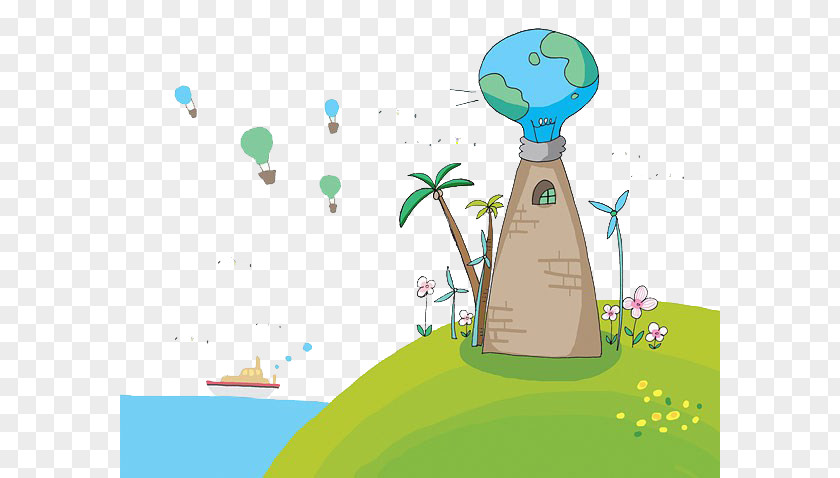 Seaside City Gwangju Earth Cartoon Illustration PNG