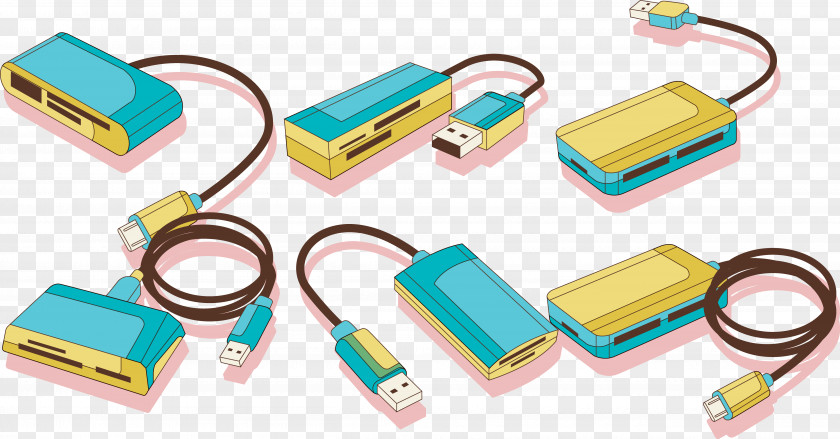 Blue USB Mass Storage Device Class Card Reader PNG
