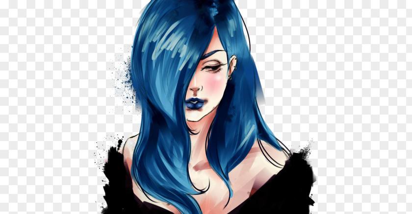 Hair Drawing Blue PNG