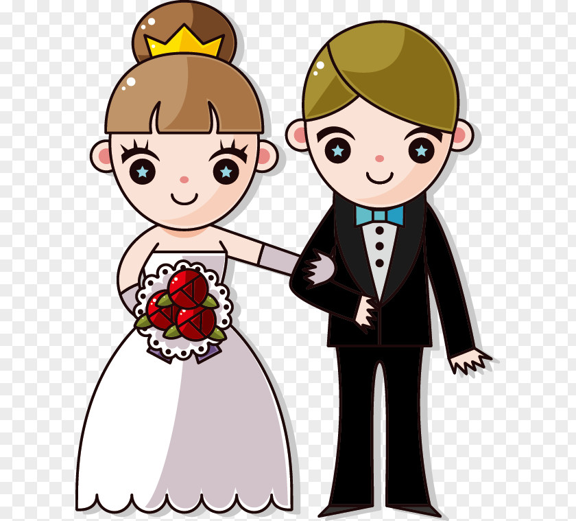 Cartoon Couple Element Wedding Invitation Bridegroom PNG