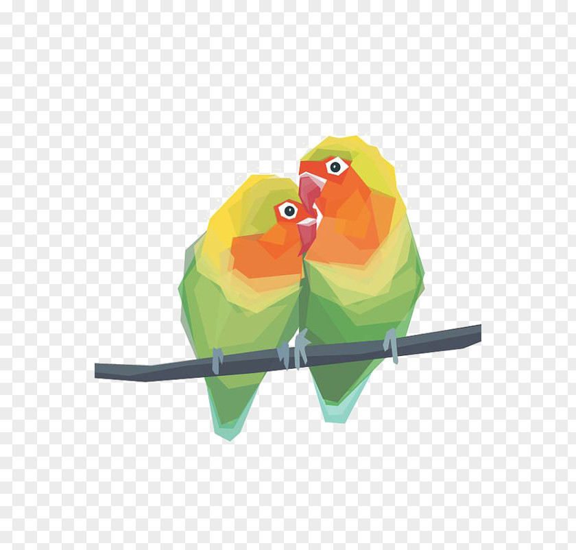 Cartoon Parrot Lovebird Geometry Illustration PNG