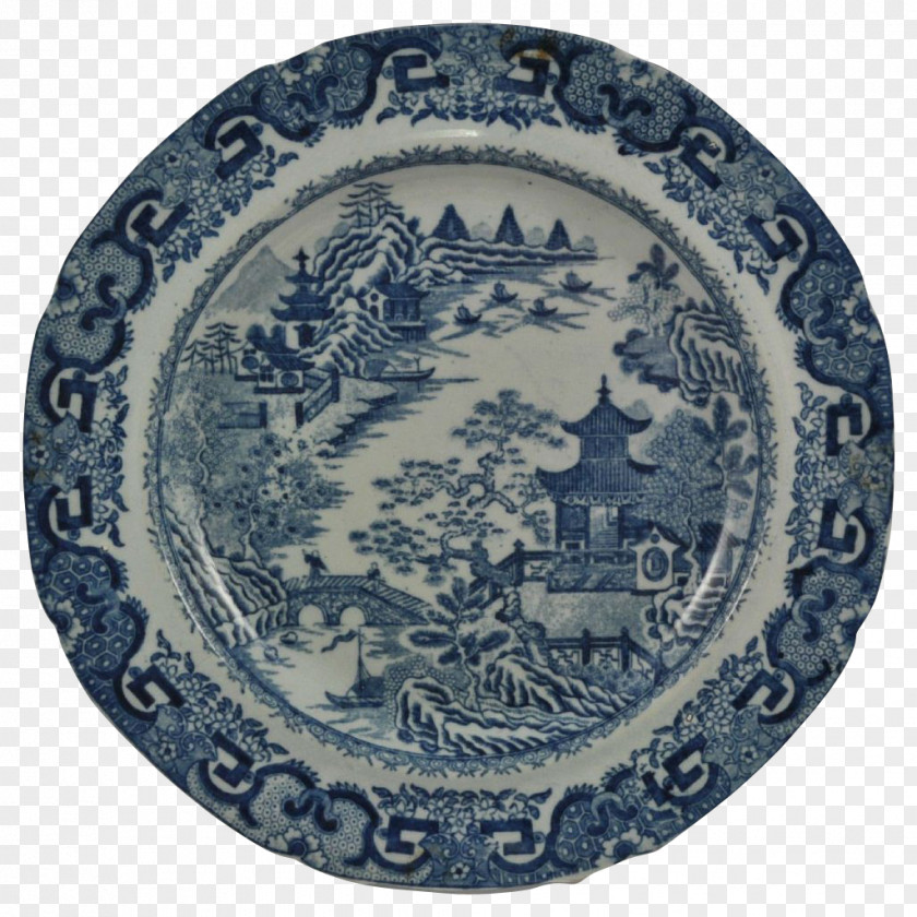 Chinoiserie Plate Tableware Etruria Royal Doulton Transferware PNG