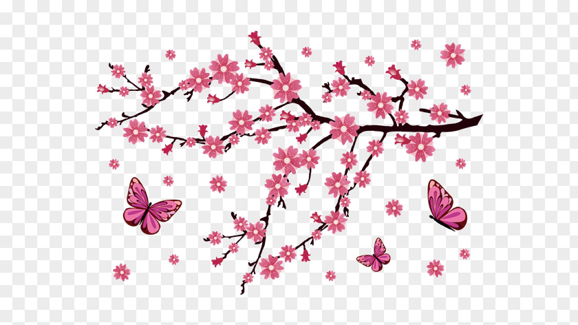 Cherry Blossom Nail Art Wall Decal PNG