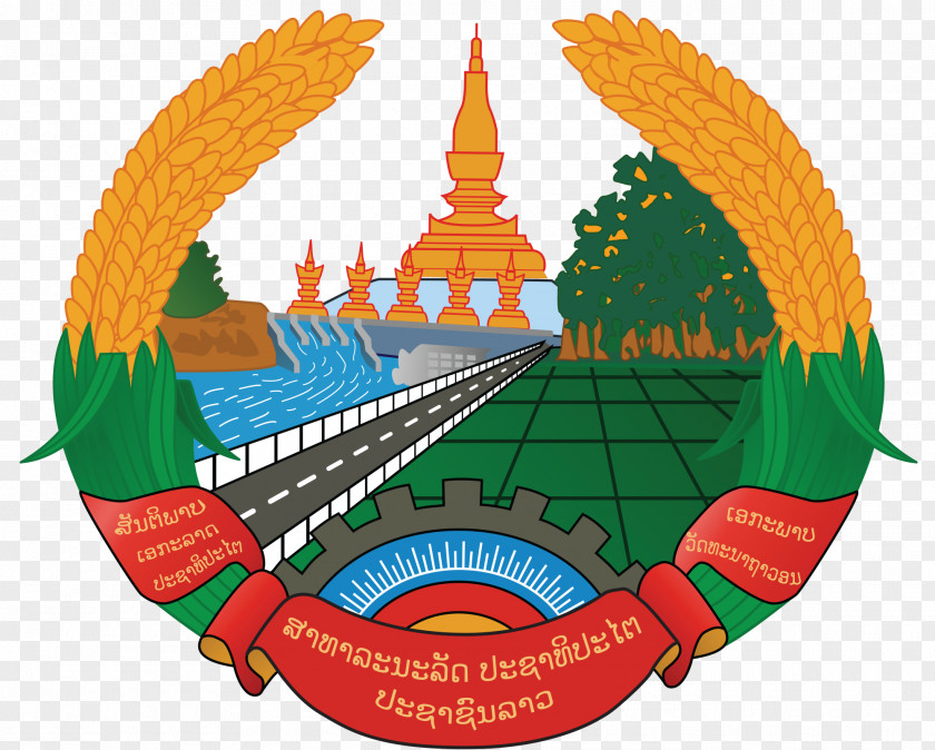 Asean Flag Emblem Of Laos National Coat Arms Stock Illustration PNG