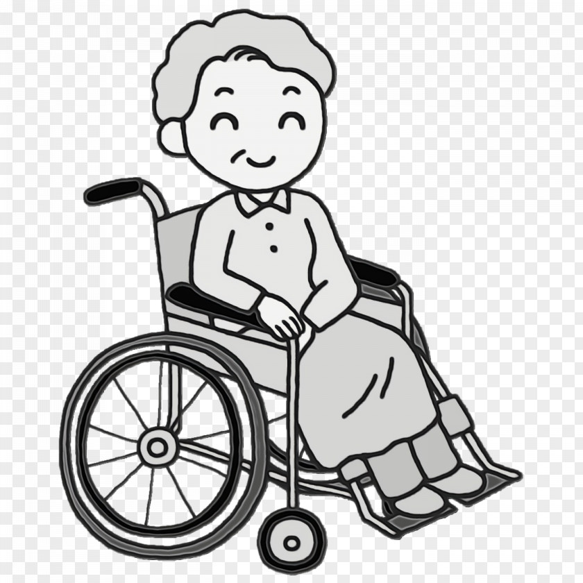 Wheelchair Line Art Cartoon Male Bicycle PNG