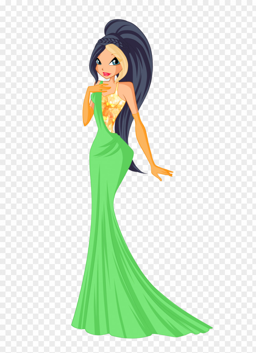 Barbie Green Gown Fashion Design PNG